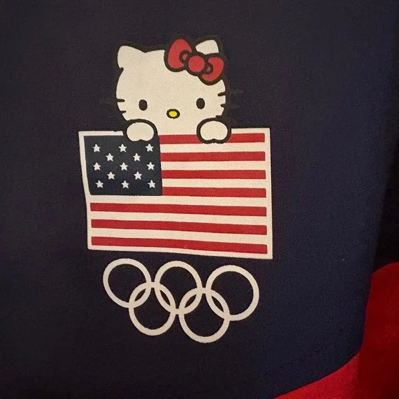 Hello Kitty x Team USA Olympic Windbreaker Jacket Kids Size 6 6X Red White Blue - Picture 2 of 8